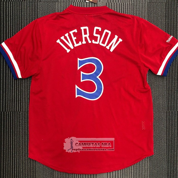 Camiseta Manga Corta Philadelphia 76ers Allen Iverson NO 3 Rojo